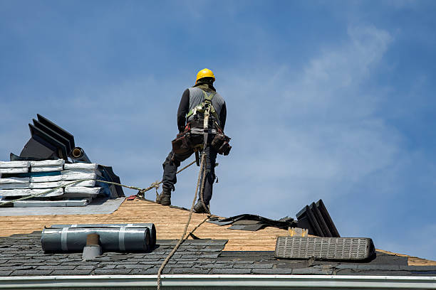 Professional Gutter Installation technician working in Billings, NY